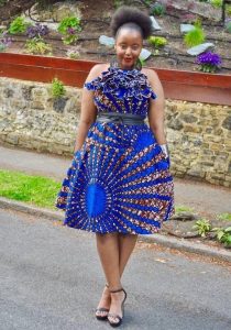 stylish short sleeve, short ankara gown for young ladies