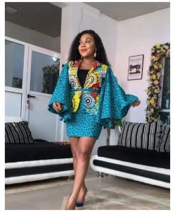 stylish ankara short skirt and blouse for young ladies