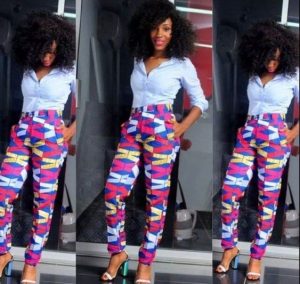 cute ankara shirt and trousers style for slim, young ladies