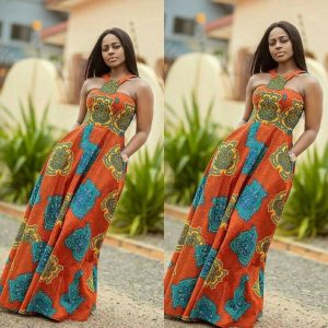 fitted long ankara gown for curvy young ladies