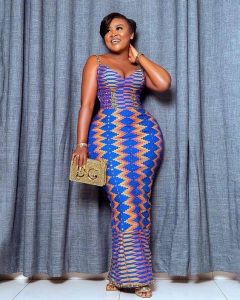 ankara short sleeve long gown for curvy beauty queens