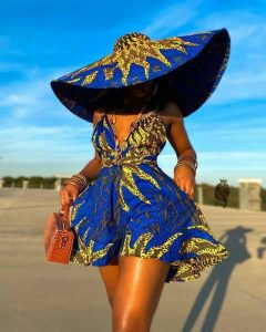 latest ankara beach dress with hat for curvy ladies