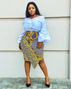 stylish ankara skirt and blouse for curvy ladies