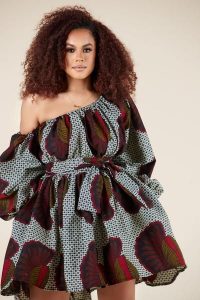 one side off shoulder short ankara party gown for chubby beauty queens