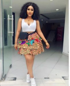 four steps ankara short flay skirt with top for beauty queens