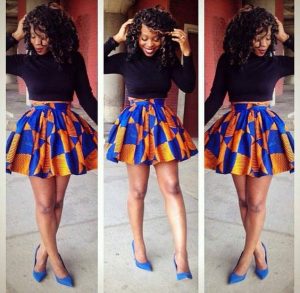 cute ankara short flay skirt with long sleeve crop top style