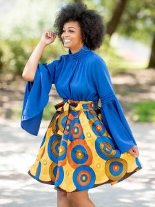 short ankara maxi skirt with classy blouse for young ladies