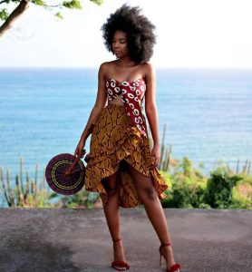 african print up and down short skirt with sleeveless ankara crop top style