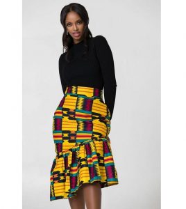 slanted flay short ankara skirt with top for young ladies