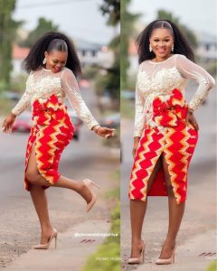 highly split ankara pencil skirt with long sleeve top