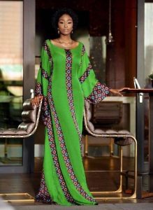 long ankara maxi gown for slim ladies