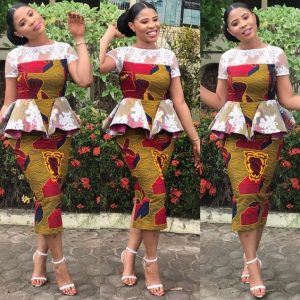 ankara peplum blouse with short skirt style