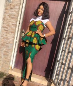 cute ankara peplum blouse and long skirt for young ladies