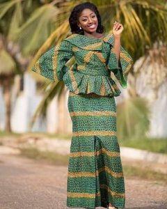 ankara peplum blouse and skirt for young ladies