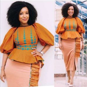 ankara skirt and blouse celebrity style