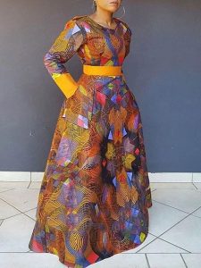 cute fitted ankara long gown for church and wedding