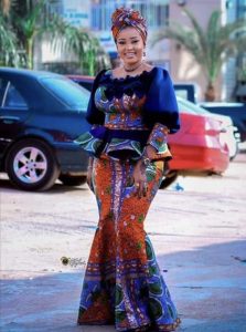 classy ankara long skirt and and peplum blouse style for wedding and church