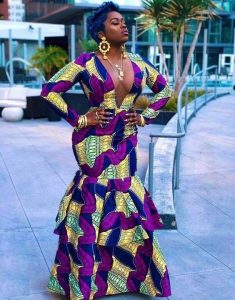 hot two steps ankara mermaid long gown for young ladies