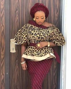 special ankara lace skirt and blouse with gele hair tie for wedding and church