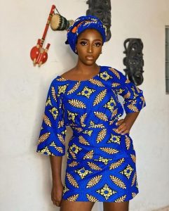 ankara short wrapper and blouse style with head tie