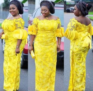 classy ankara lace wrapper-gown with matching pause