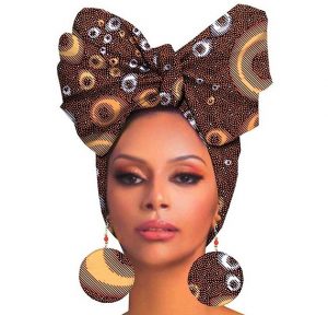 trending ankara auto headwear with bow tie design and matching earring