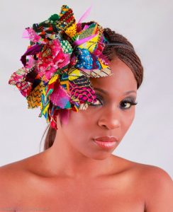 flower-shaped ankara fascinator headpiece style