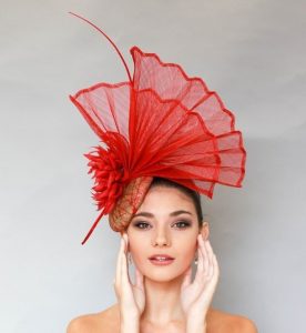 hand fan shaped fascinator headpiece style for wedding and carnivals