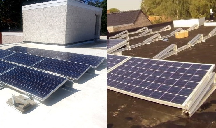 Flat roof ballasted solar PV array