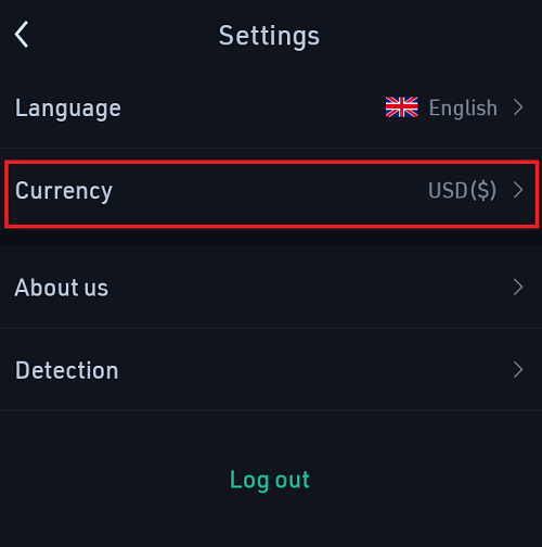 how to change kucoin app default currency settings