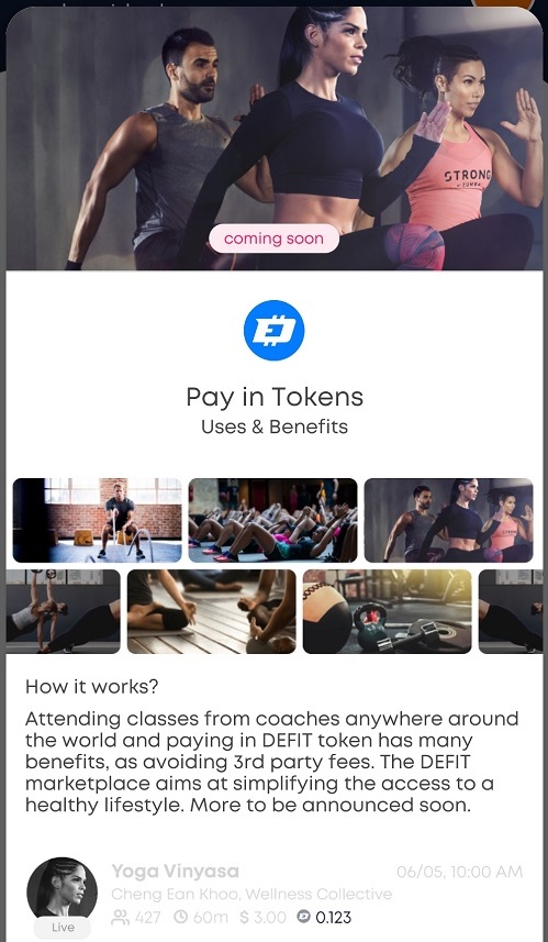 Defit app: Attend fitness classes worldwide and pay in DEFIT token