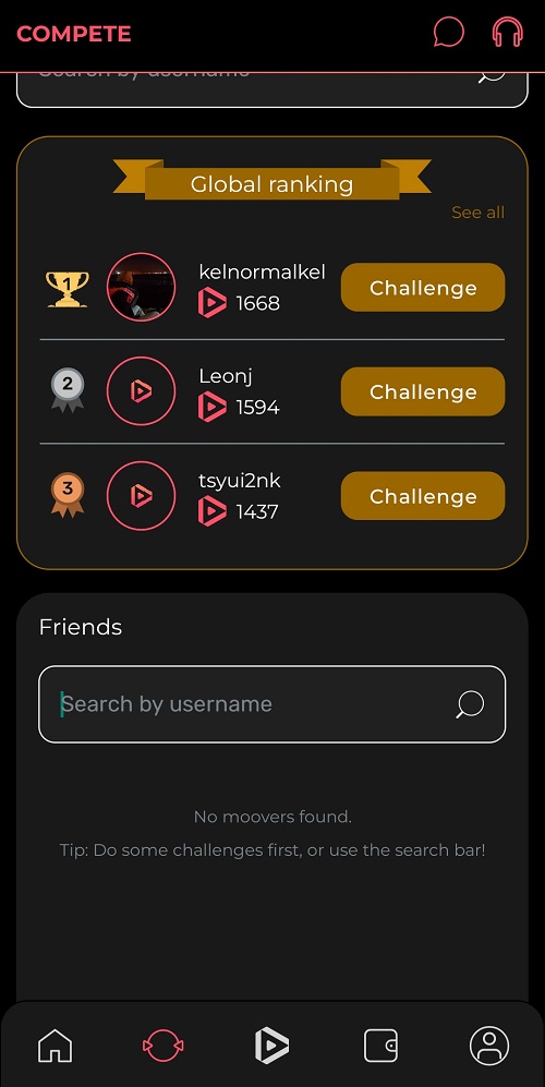 Dotmoovs app: Compete mode