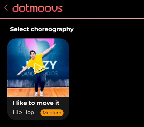 Dotmoovs app dance challenge: Select choreography