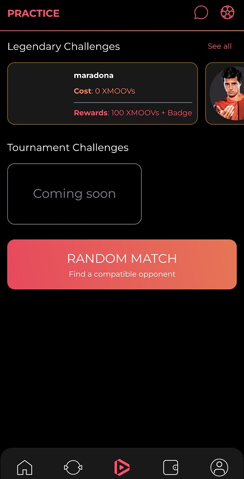 Dotmoovs app: Legendary and tournament challenges