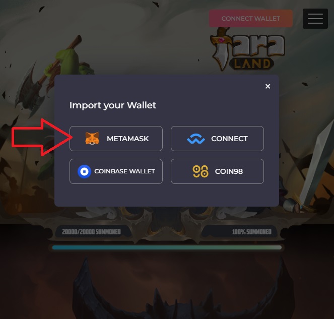 How to connect Metamask wallet to Faraland web3 game