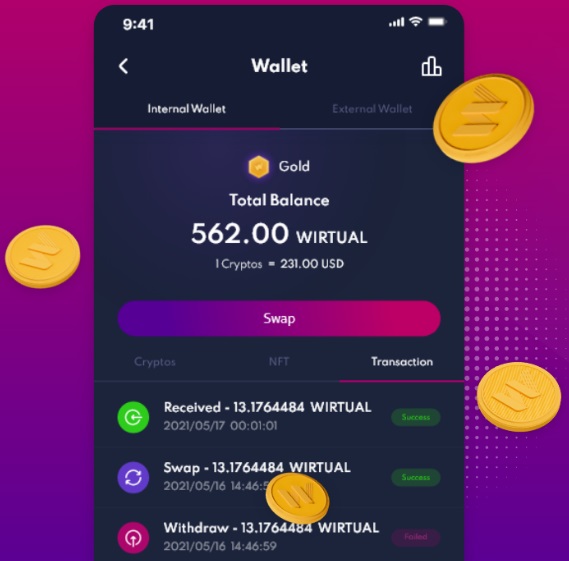 Wirtual app: Receive WIRTUAL tokens