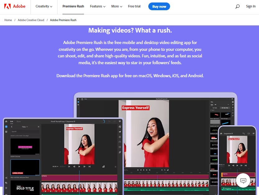 adobe premiere rush: pro video editor for desktop and mobile