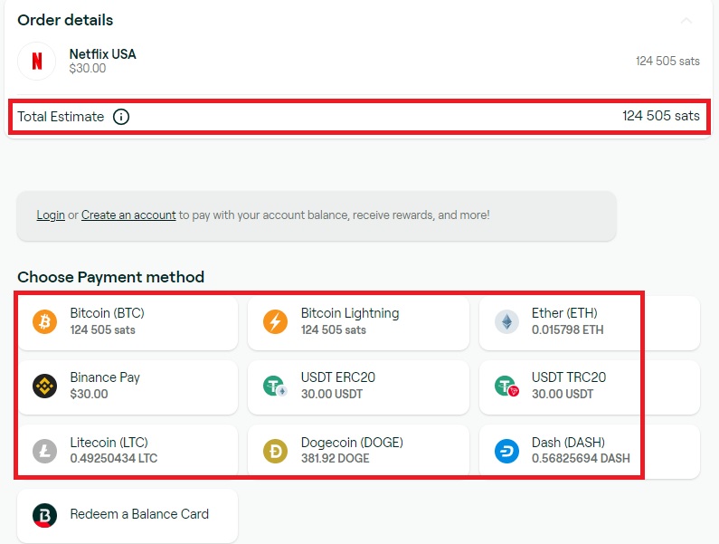 how to pay for netflix with bitcoin: select a crypto payment method